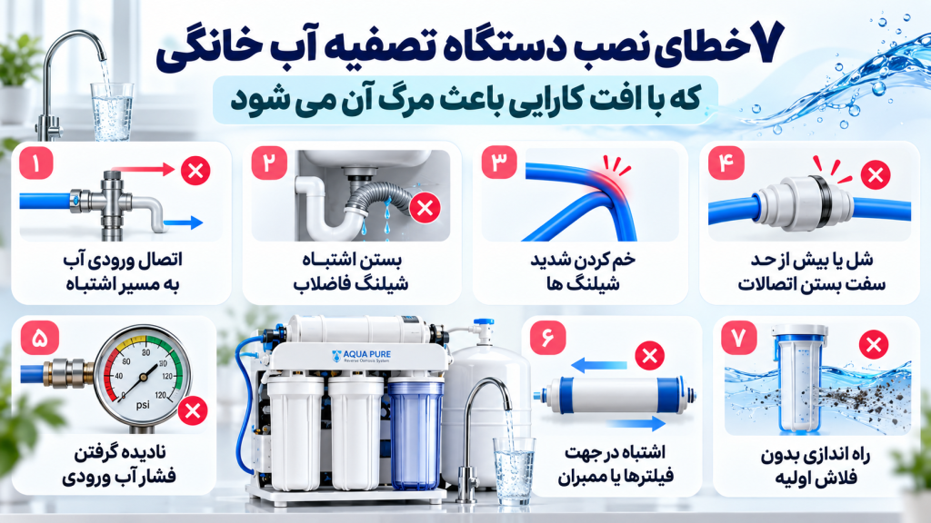 ۷ خطای نصب دستگاه تصفیه آب خانگی با افت کارایی باعث مرگ آن می شود